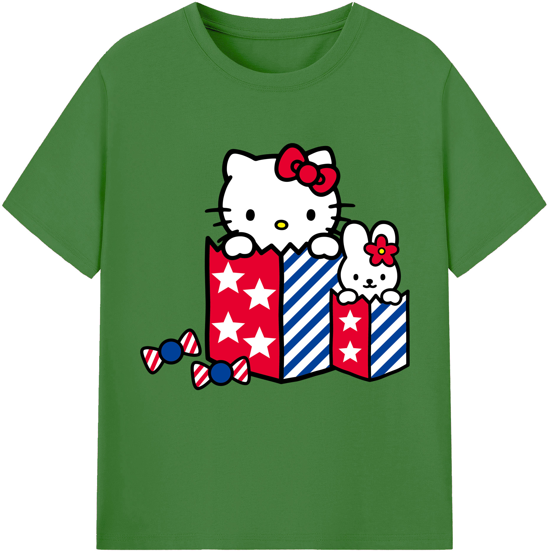 （画像用） Hello Kitty ハローキティ レディースカジュアルプリントTシャツ（綿100％）
